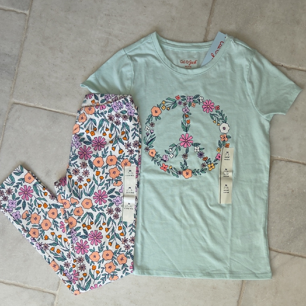 Cat & Jack Mint Floral Peace Play Set 7-8 Girls